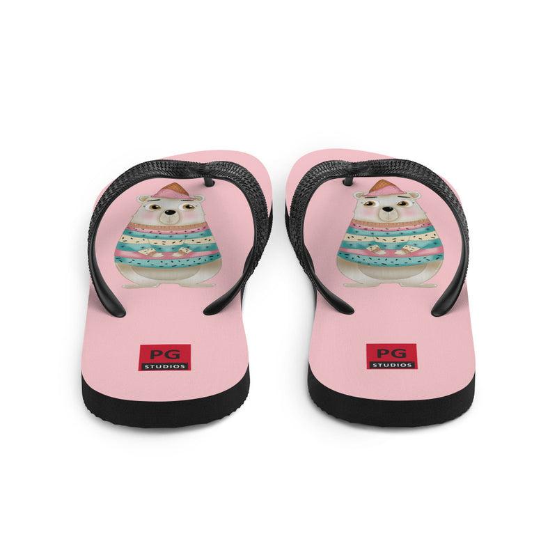 Pink Flip Flops - with a Cute Bear from Candyland Cartoon Series