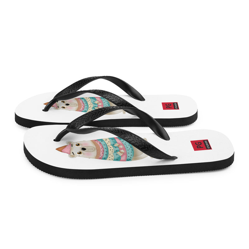 White Flip Flops - with a Cute Bear from Candyland Cartoon Series