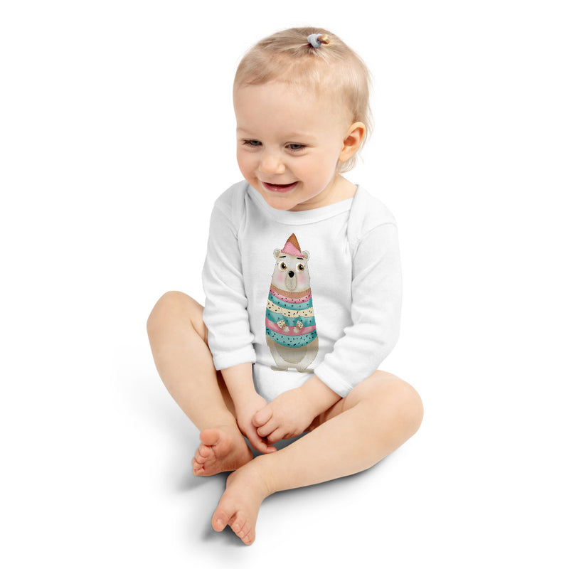 Baby Long Sleeve One Piece - with a Cute Bear from Candyland Cartoon Series