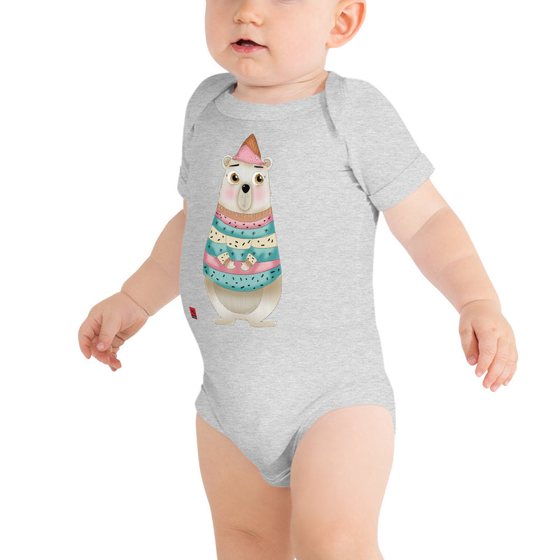 Baby Short Sleeve One Piece - with a Cute Bear from Candyland Cartoon Series