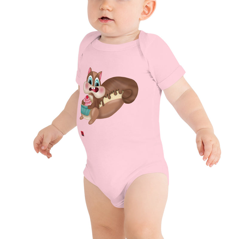 Baby Short Sleeve One Piece - with a Cute Squirrel from Candyland Cartoon Series