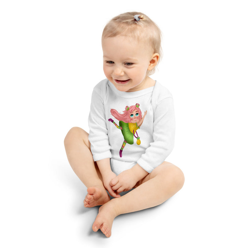 Baby Long Sleeve One Piece - with a Cute Girl from Candyland Cartoon Series