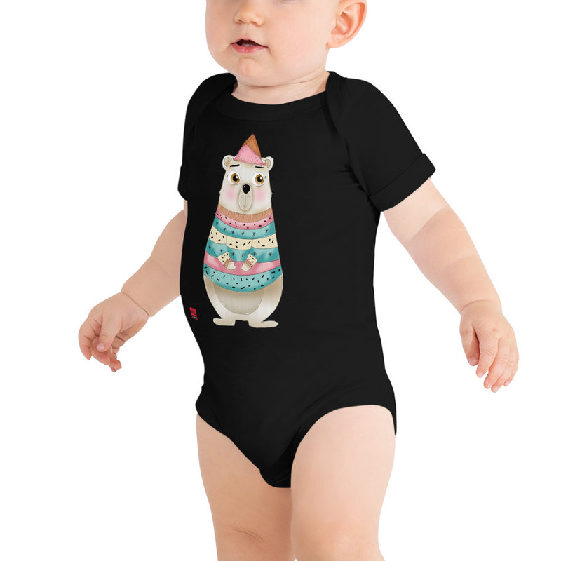 Baby Short Sleeve One Piece - with a Cute Bear from Candyland Cartoon Series