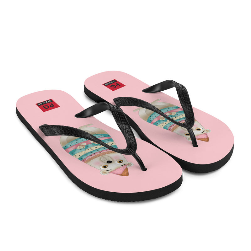 Pink Flip Flops - with a Cute Bear from Candyland Cartoon Series