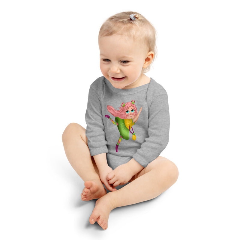 Baby Long Sleeve One Piece - with a Cute Girl from Candyland Cartoon Series