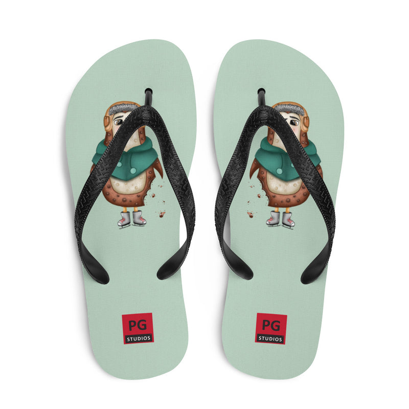 Teal Flip Flops - with a Cute Penguin from Candyland Cartoon Series