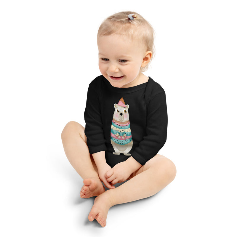 Baby Long Sleeve One Piece - with a Cute Bear from Candyland Cartoon Series