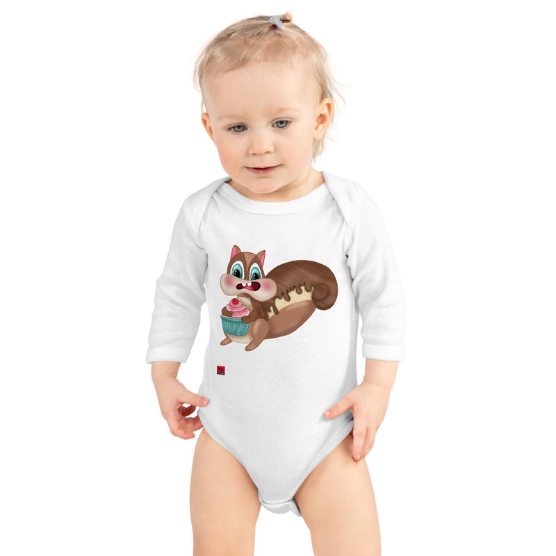 Baby Long Sleeve One Piece - with a Cute Squirrel from Candyland Cartoon Series