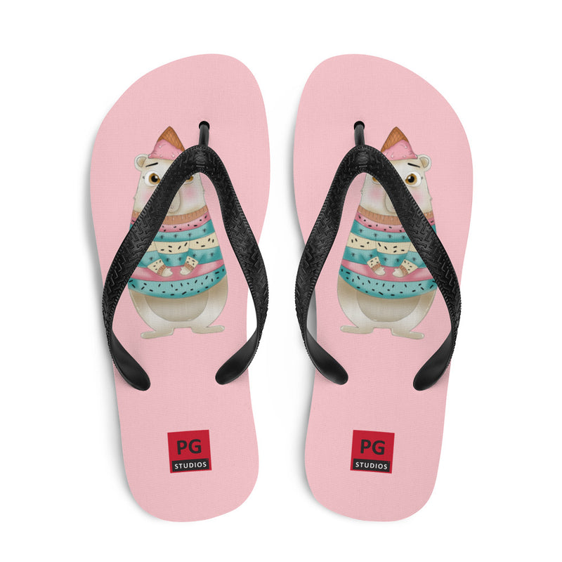 Pink Flip Flops - with a Cute Bear from Candyland Cartoon Series