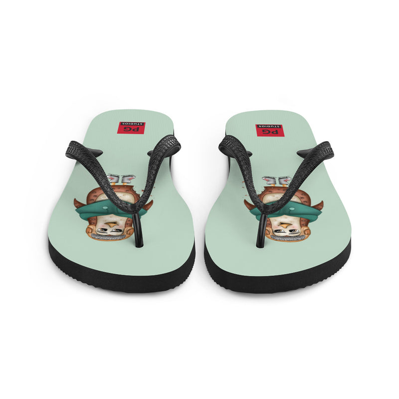 Teal Flip Flops - with a Cute Penguin from Candyland Cartoon Series