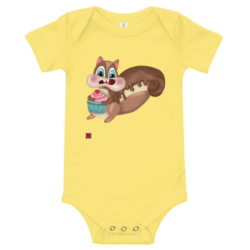 Baby Short Sleeve One Piece - with a Cute Squirrel from Candyland Cartoon Series