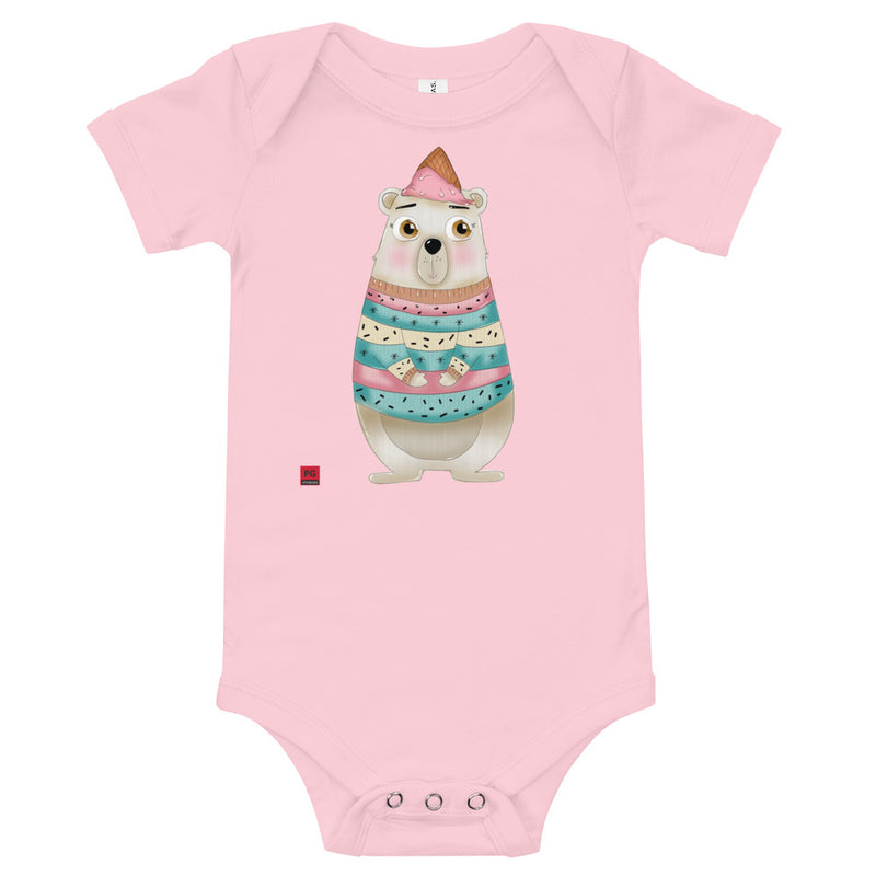 Baby Short Sleeve One Piece - with a Cute Bear from Candyland Cartoon Series