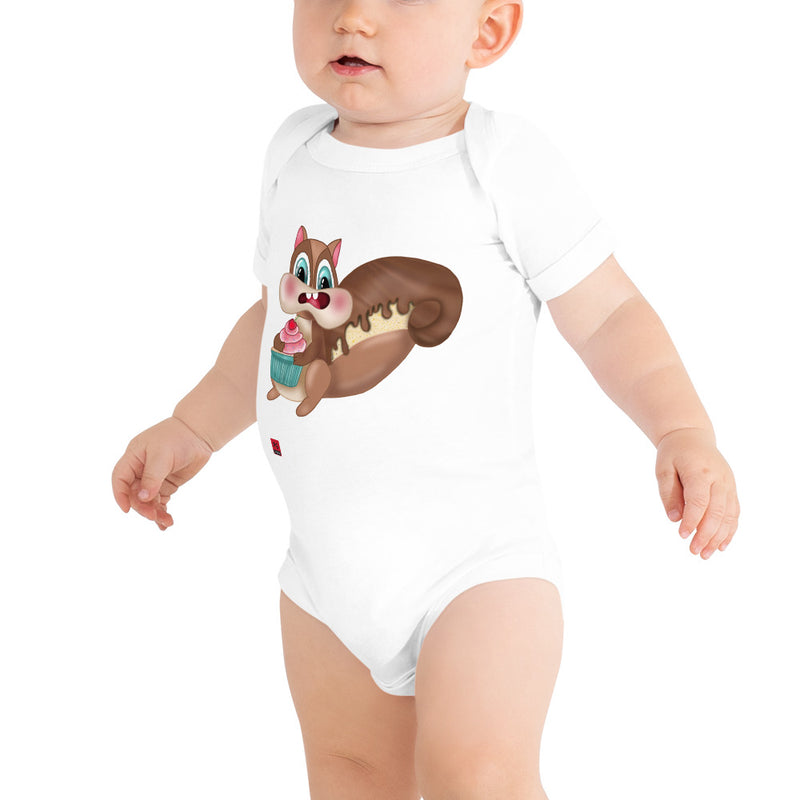 Baby Short Sleeve One Piece - with a Cute Squirrel from Candyland Cartoon Series