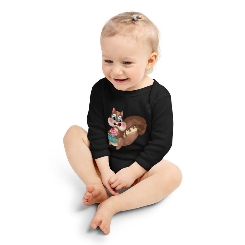 Baby Long Sleeve One Piece - with a Cute Squirrel from Candyland Cartoon Series