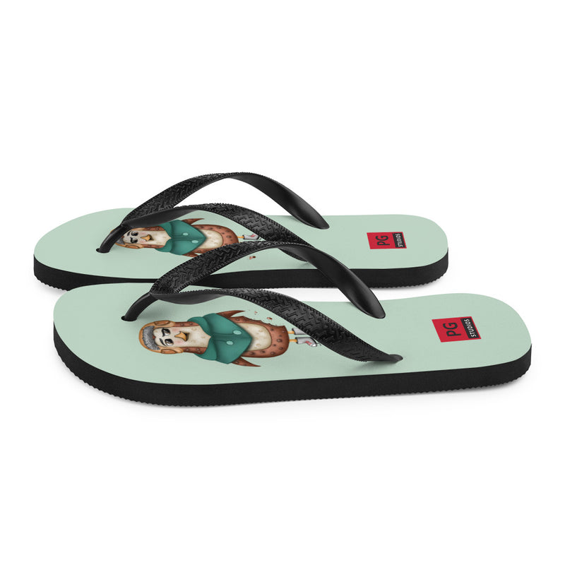 Teal Flip Flops - with a Cute Penguin from Candyland Cartoon Series