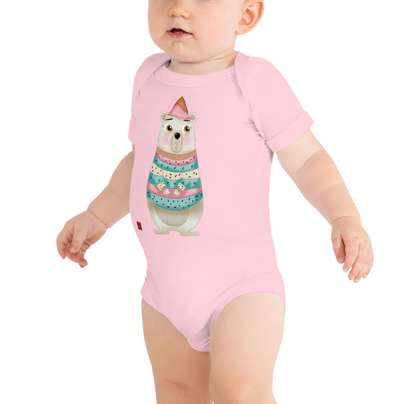 Baby Short Sleeve One Piece - with a Cute Bear from Candyland Cartoon Series