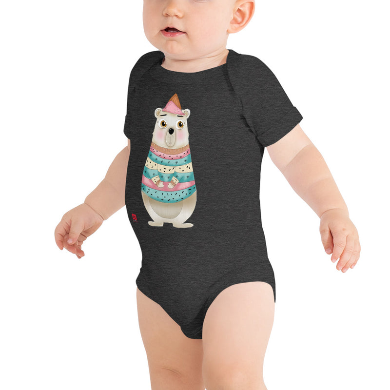 Baby Short Sleeve One Piece - with a Cute Bear from Candyland Cartoon Series