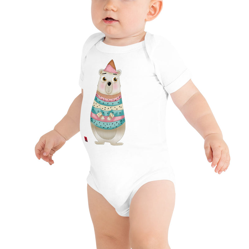 Baby Short Sleeve One Piece - with a Cute Bear from Candyland Cartoon Series