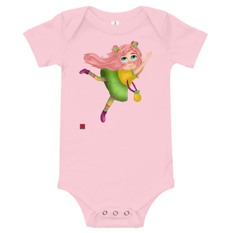 Baby Short Sleeve One Piece - with a Cute Girl from Candyland Cartoon Series