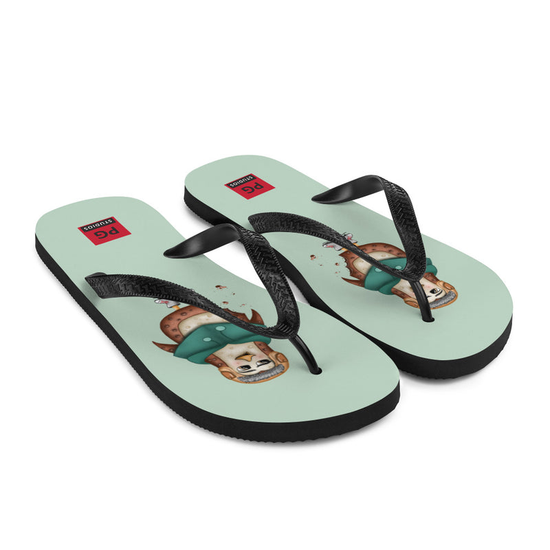 Teal Flip Flops - with a Cute Penguin from Candyland Cartoon Series