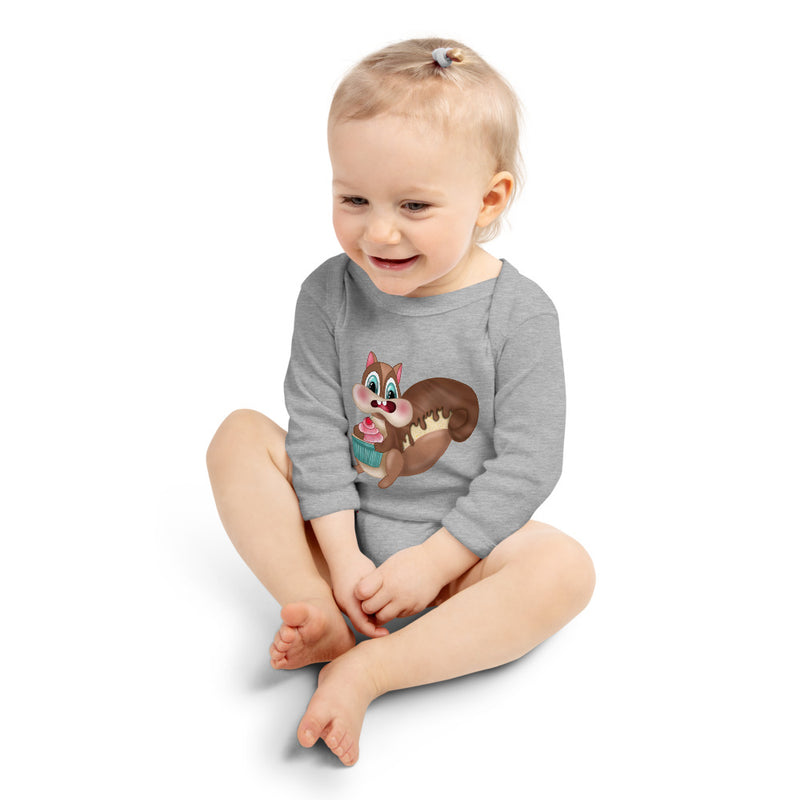 Baby Long Sleeve One Piece - with a Cute Squirrel from Candyland Cartoon Series