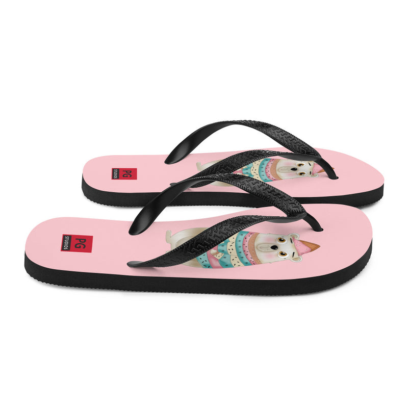 Pink Flip Flops - with a Cute Bear from Candyland Cartoon Series