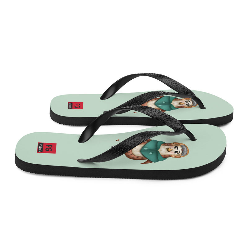 Teal Flip Flops - with a Cute Penguin from Candyland Cartoon Series