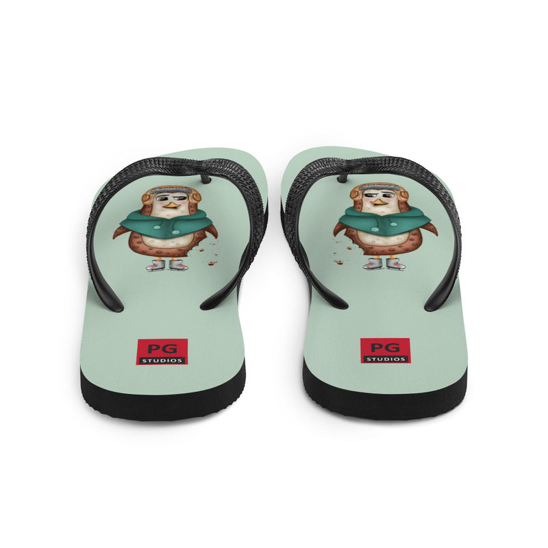 Teal Flip Flops - with a Cute Penguin from Candyland Cartoon Series