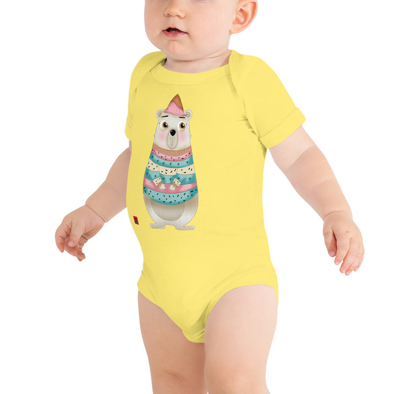 Baby Short Sleeve One Piece - with a Cute Bear from Candyland Cartoon Series