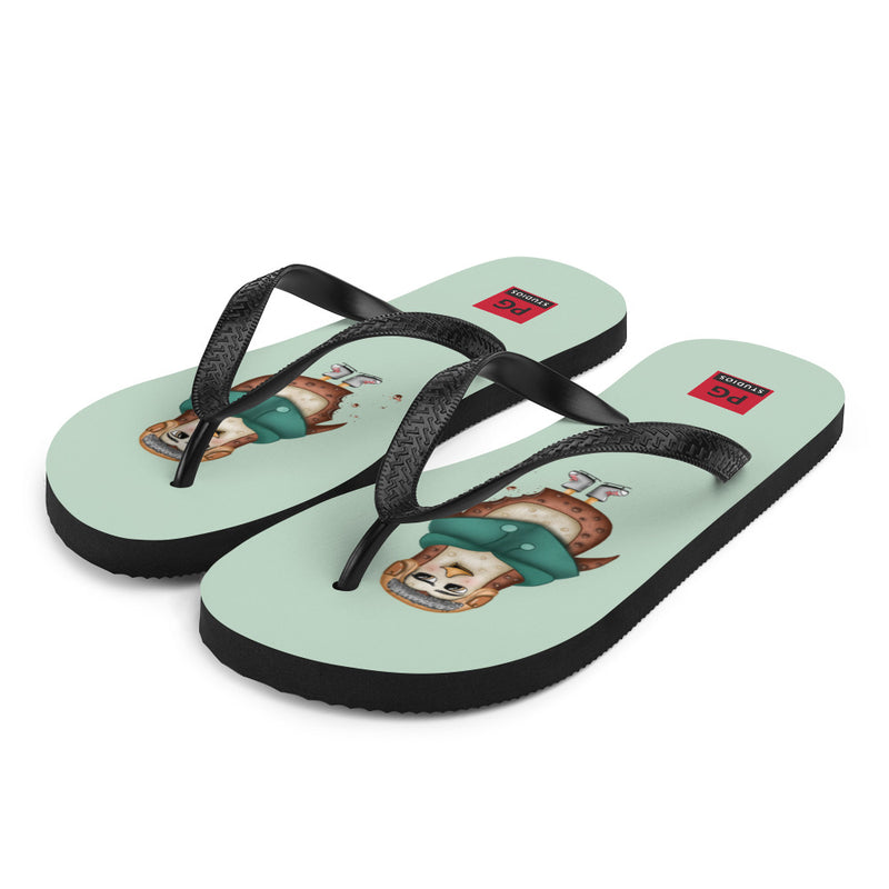 Teal Flip Flops - with a Cute Penguin from Candyland Cartoon Series