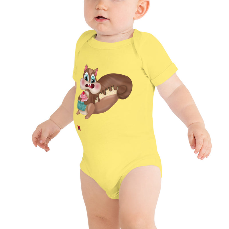 Baby Short Sleeve One Piece - with a Cute Squirrel from Candyland Cartoon Series