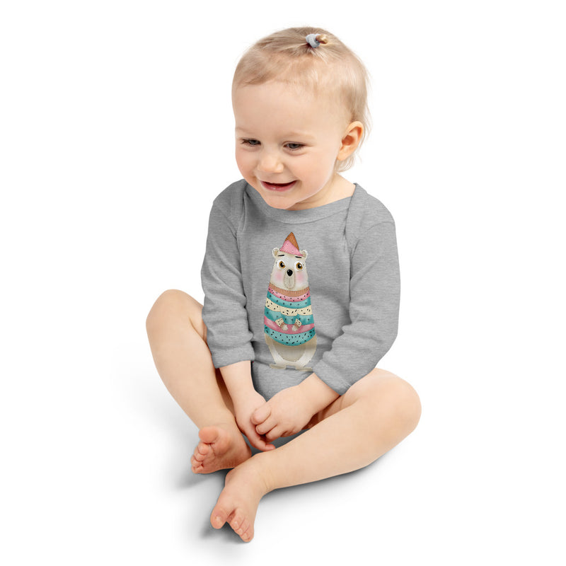 Baby Long Sleeve One Piece - with a Cute Bear from Candyland Cartoon Series