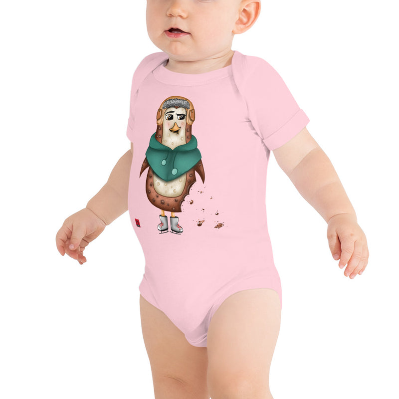 Baby Short Sleeve One Piece - with a Cute Penguin from Candyland Cartoon Series