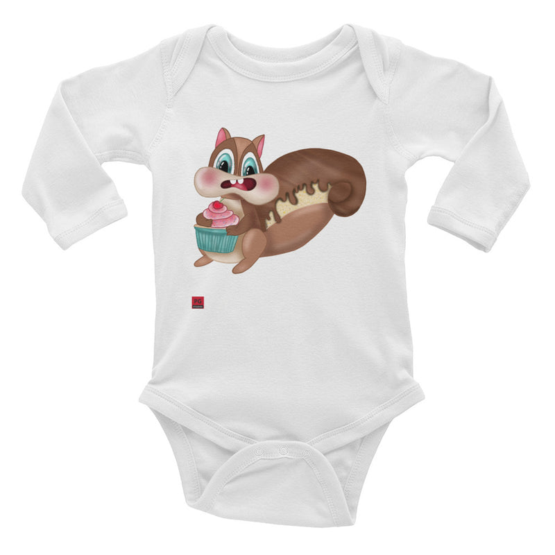 Baby Long Sleeve One Piece - with a Cute Squirrel from Candyland Cartoon Series